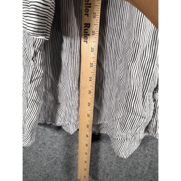 Cynthia Rowley Blouse Women 1X Black Striped Long Sleeve Button Front Relax‎ - Picture 4 of 7